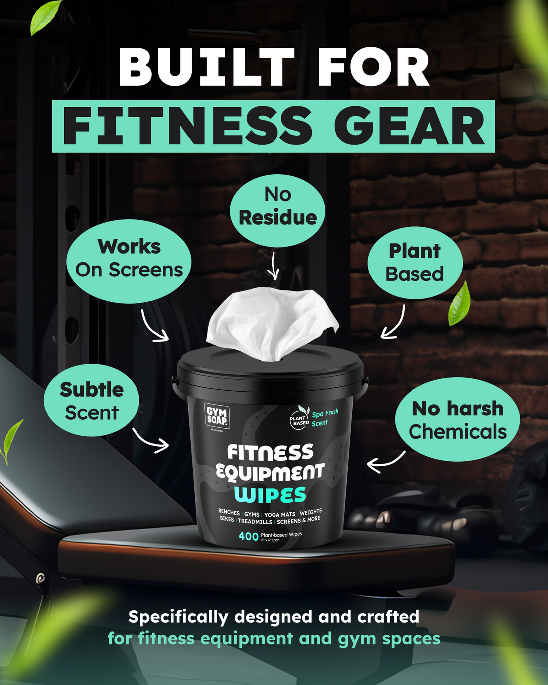 GymSoap Equipment Wipes Bucket + FREE Travel Pack image 3