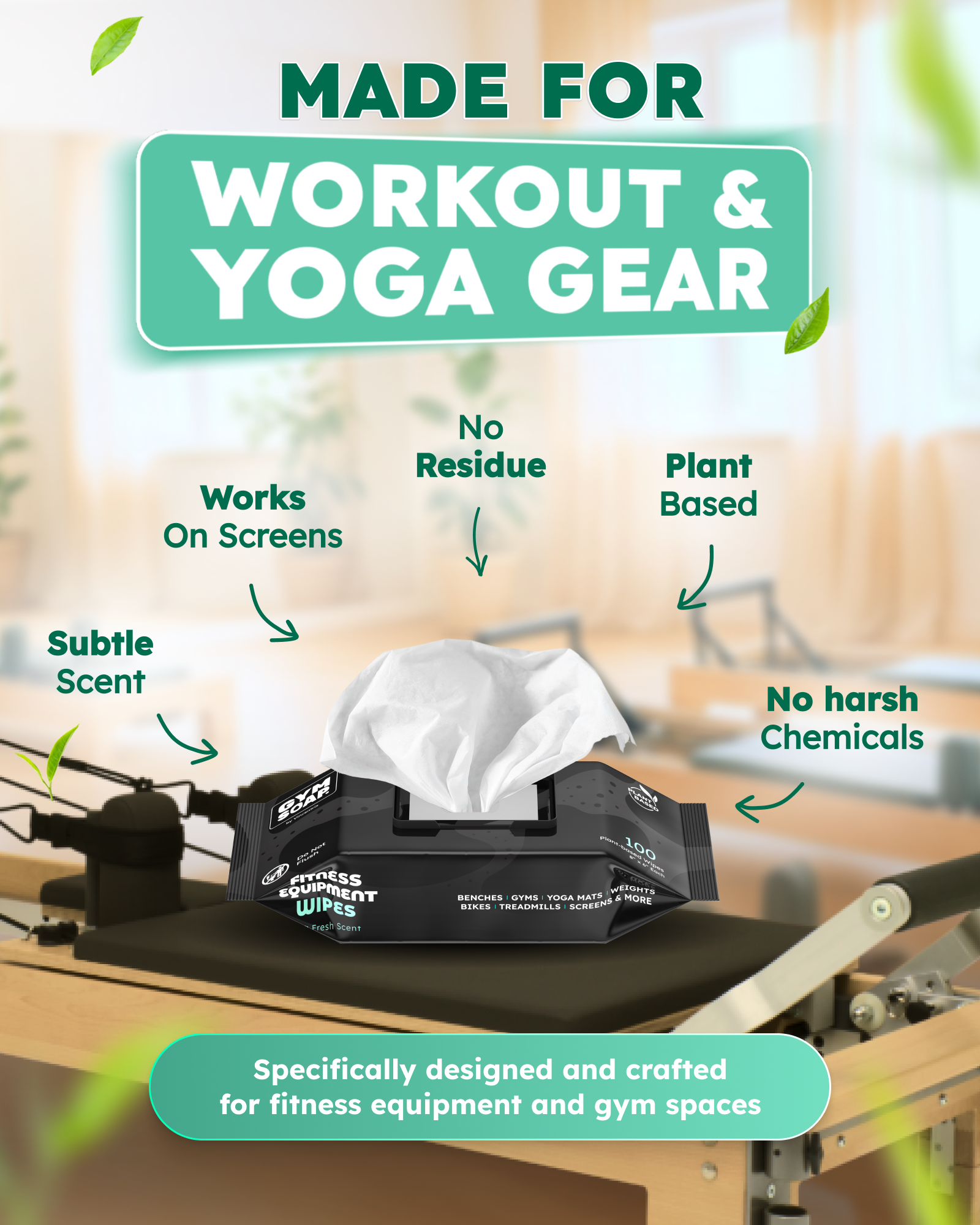 GymSoap Equipment Wipes — 100 Wipe Pack