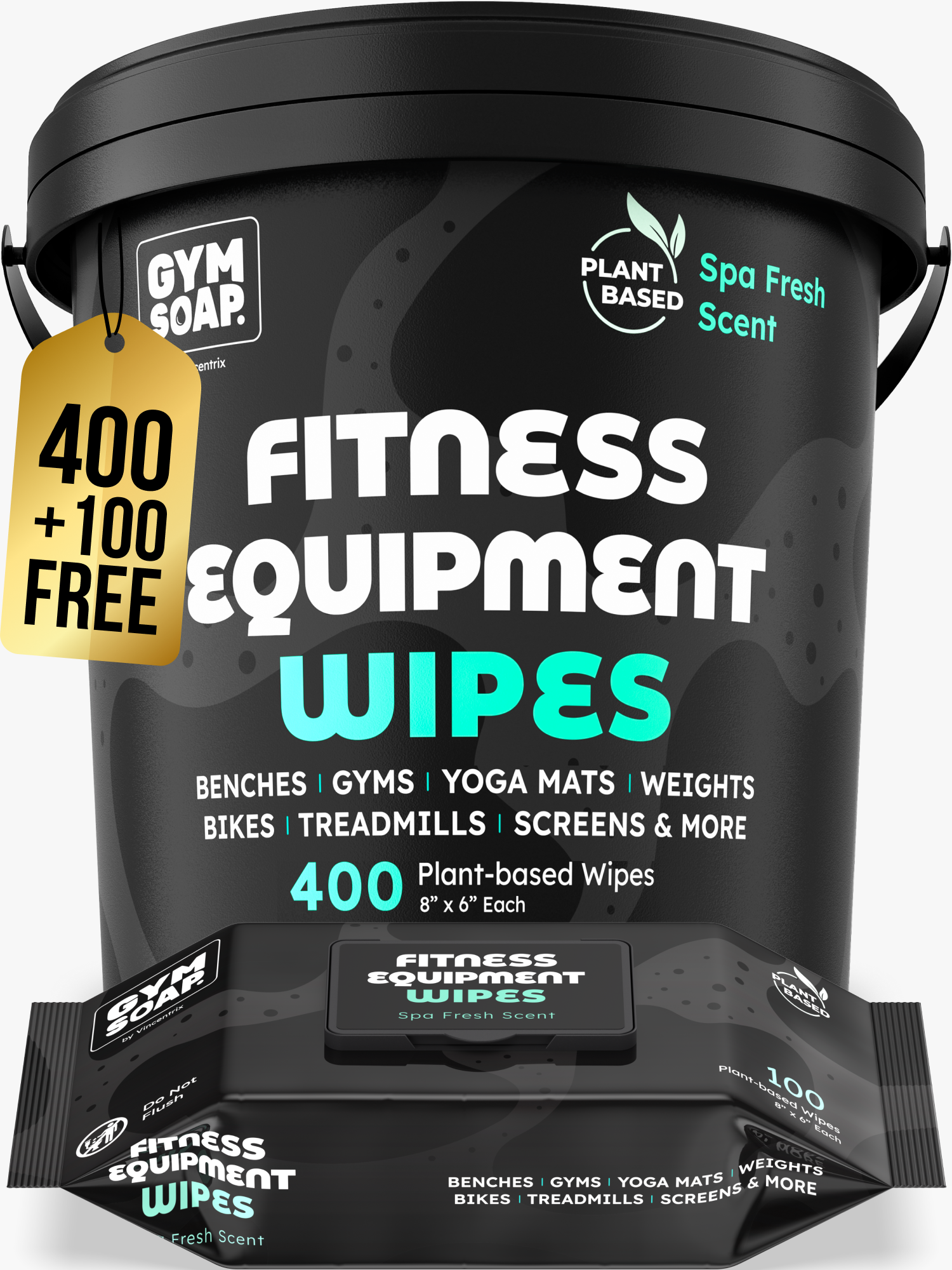 GymSoap Equipment Wipes Bucket + FREE Travel Pack